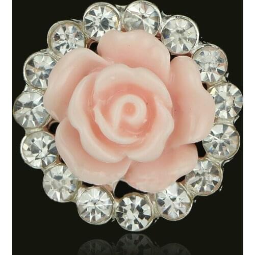 Lychee Life 10Pcs/lot Round Flower Rhinestone Buttons Flatback Plating Pearl Hairpin Decoration Apparel Diy Sewing Supplies