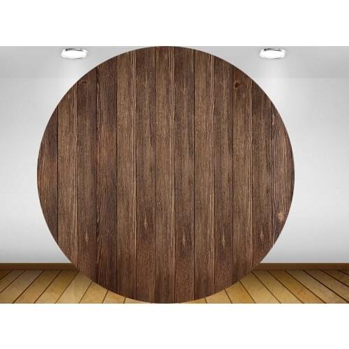 Round circle background brown wood wall backdrop baby shower birthday Party table Cover decoration wooden floor YY-354