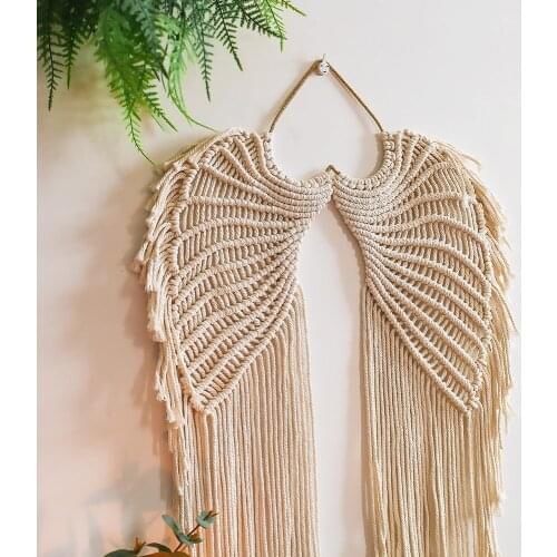Macrame Wall Hanging Boho Tapestry Angels Wing Woven Bohemian Wall Decor Home Decoration For Apartment Bedroom Living Room