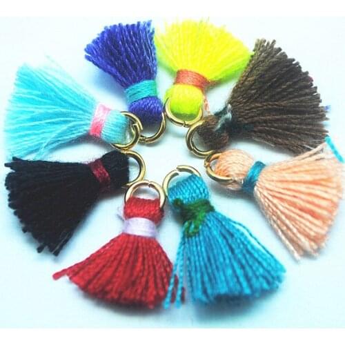 Scharming 30pcs Small Metal Tassel Pendants Cotton material for Women Bracelet Making Earring Designs Accessories 15mm length