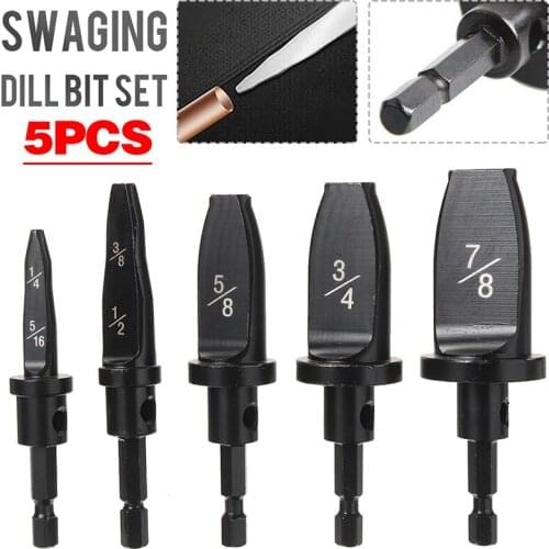 Mayitr 5pcs Car Auto Swaging Drill Bit Copper Pipe Swaging Tool Tube Expander 1/4 - 7/8 Hex Shank Tools Parts