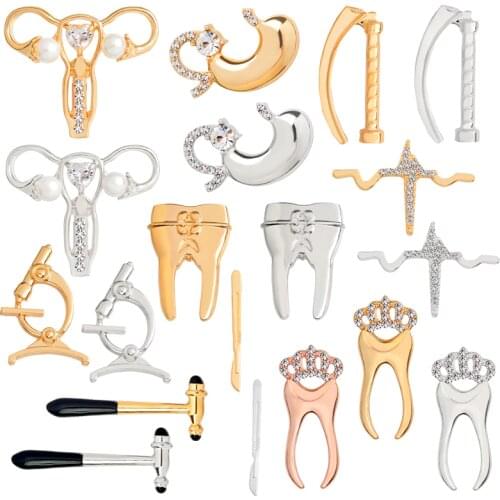 Medicine Lapel Pins Uterus Stomach Crown tooth Scalpel Microscope Brooches Badges Backpack Pins Jewelry Gifts For Friends