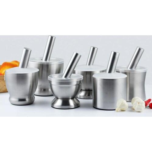 Geetest Stainless Steel Mortar Pestle Set Pugging Pot Garlic Spice Grinder Pharmacy Herbs Bowl Mill Grinder Crusher Kitchen Tool