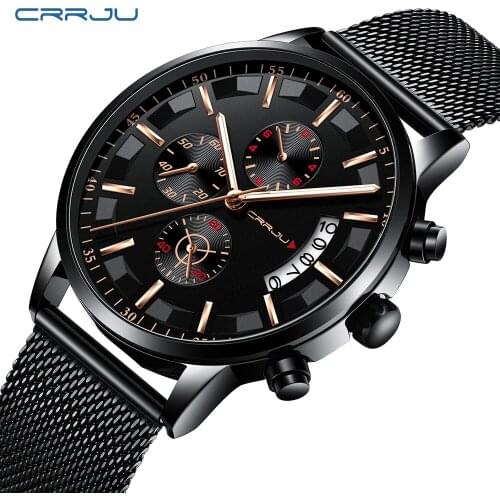 Fashion Mens Watches Fashion Slim Mesh Steel Military Waterproof Sport Chronograph Wrist Watch Date Display relogio masculino