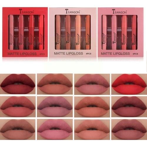Velvet Matte Lipstick Set Lip Gloss Set Box Pumpkin Matte Cup Color Fade Does Not Non-stick F6V1