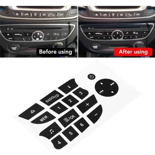 A Set Car Button Repair Stickers CD Radio Audio Button Repair Decals Stickers For Twingo For Renault Clio and Megane 2009-2011
