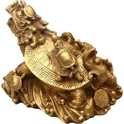 Housewarming Feng Shui Dragon Turtle Tortoise Statue Figurine Attaches Wealth Luck