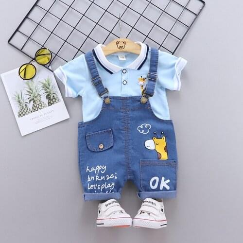 Baby Boy Girl Summer Sets Cotton Infant Children Clothes Cartoon Print Costume for Kids 1 2 3 4 Years Short Outfits 2 Pieces