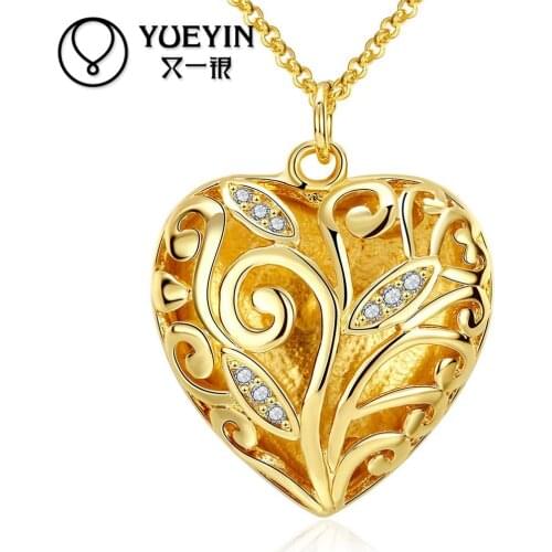 Wholesale gold color heart shape necklace for women Nickle Free Antiallergic Necklace pendants New Fashion N034