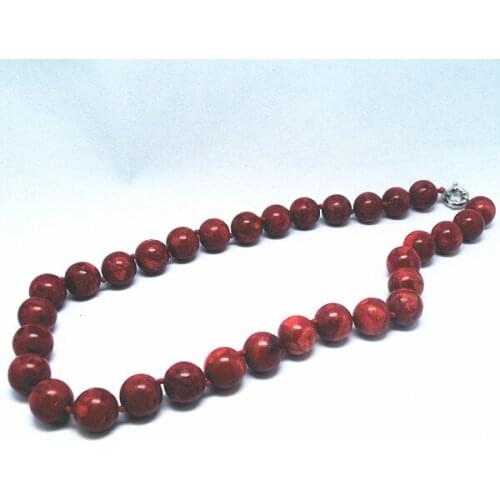 Socharming sponge coral chokers necklaces knotted chains round ball beads natural size 16mm