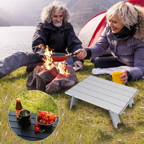 Mini Portable Foldable Camping Table for Outdoor Picnic Barbecue Tours Light Folding Computer Bed Desk Camping Barbecue Table