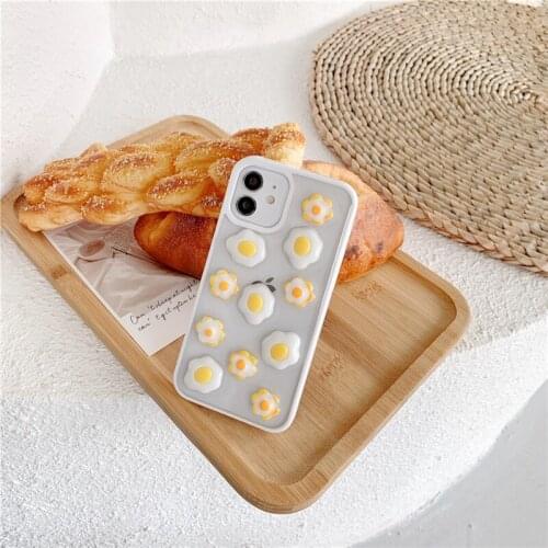 Cute Acrylic Epoxy Three-dimensional Poached Eggs Case For iPhone 7 8 Plus 11 12 Pro Max X XR XS Max SE 2020 Clear Back Cover
