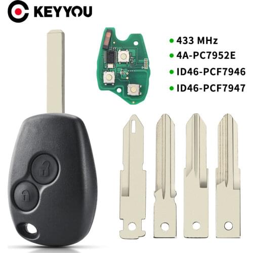 KEYYOU Remote Key For Renault Duster Modus Clio 3 Twingo DACIA Logan Sandero Kangoo 433MHz PCF7947 PCF7946 Chip 2 Buttons