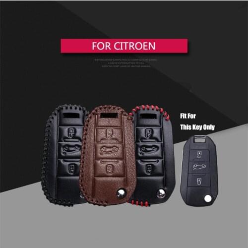 Best Sale Leather Flip Car Key Case Cover For Citroen C3 C4 C5 Berlingo C-Elysee Jumpy Picasso Key Holder Key Parts Skin Shell