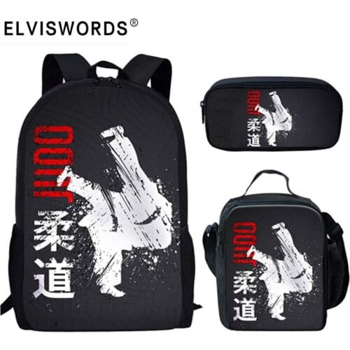 ELVISWORDS Judo Print School Bags 3Pcs/Set Large School Backpack For Teenager Girls Boys Satchels Kids Book Bags Mochila Escolar