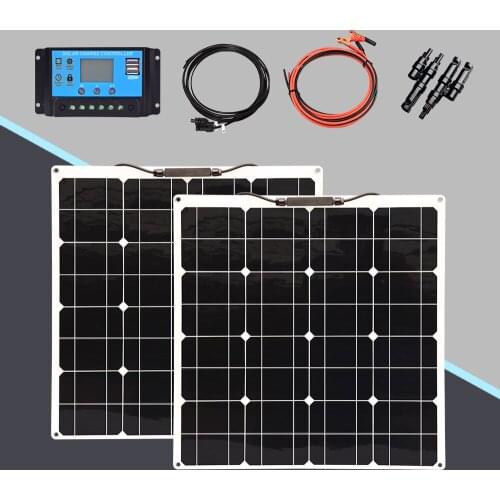 Solar panel 12v 50w 100w kit flexible solar battery charger photovoltaic home system for car boat Vans fishing camping travel PV
