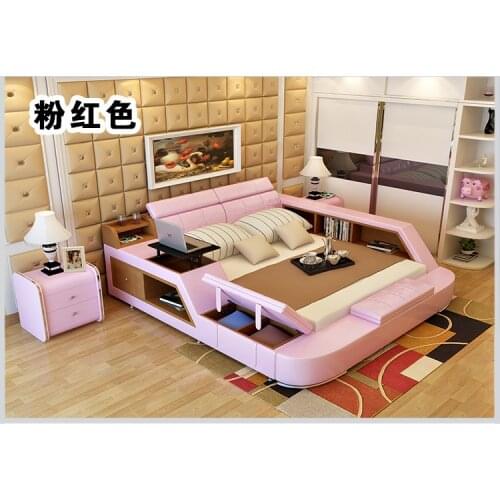 Real Genuine leather bed frame Modern Soft Beds with storage Home Bedroom Furniture cama muebles de dormitorio / camas quarto