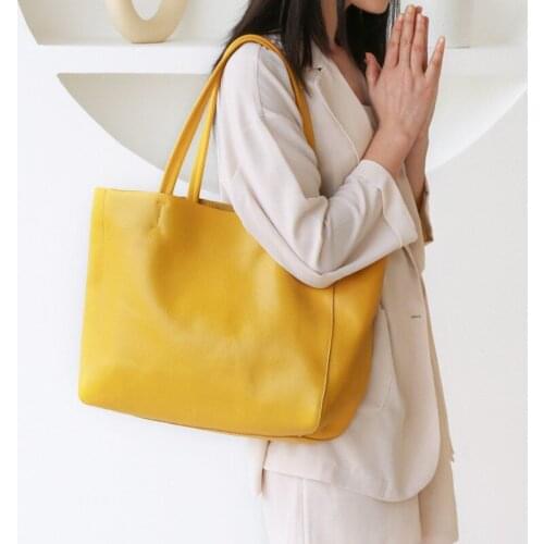 Natural Cowhide Top Quality Handbag Women Big Capacity Tote Shopping Bag Soft Genuine Leather Shoulder Bags Ladies Casual Totes