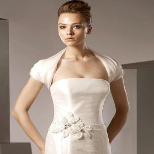 Organza Short Sleeve Wedding Jacket White Elegant Pleated bride Bolero Bridal Shrug Wedding Accessories Party Coat