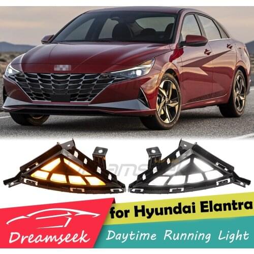 LED DRL Day Lights for Hyundai Elantra CN7 2021 2022 Daytime Running Light Driving Lamp with Turn Signal