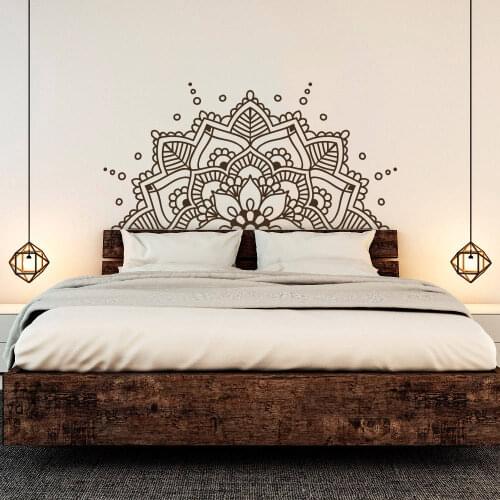 Mandala Art Vinyl Wall Stickers Bohemian Mandala Flower Bed Decor Removeable Accessories Wall Decal Headboard Bedroom MuralZW466
