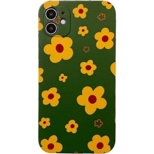 Vintage Yellow Flower Silicon Case for iPhone 12 Pro Max Back Phone Cover for 12 Mini 11 Pro Max X XS XR 8 7 Plus SE 2020 Capa