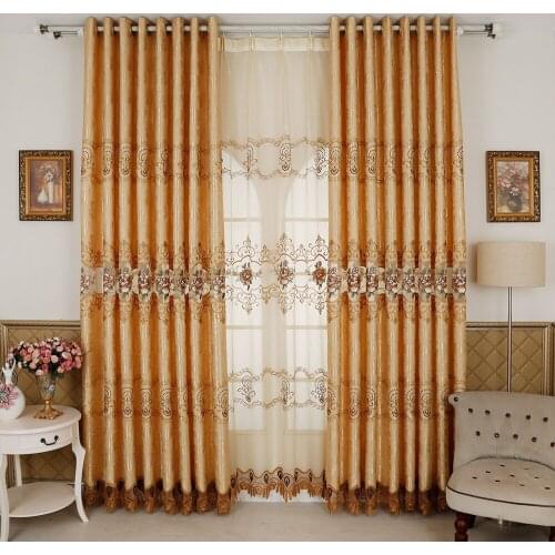 High-shading Luxury Europe Embroidered Floral Curtain Window For living Room Bedroom kitchen Tulle Treatment Drapes Home Decor