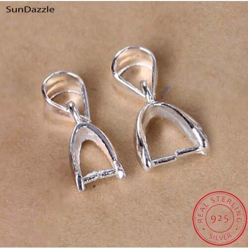 4pcs Real Solid 925 Sterling Silver Pendant Clip Clasp Pinch Hook Pin Beads Connectors Jewelry Making Findings