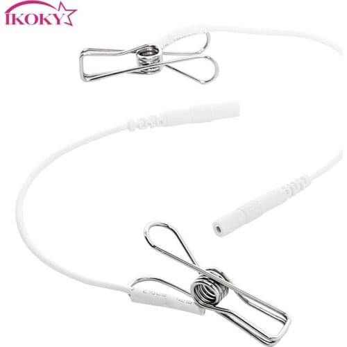 IKOKY Nipple Clamp Sex Toys for Women Men Electro Breast Massger 1 Pair Electric Shock Nipple Clips Adult Game