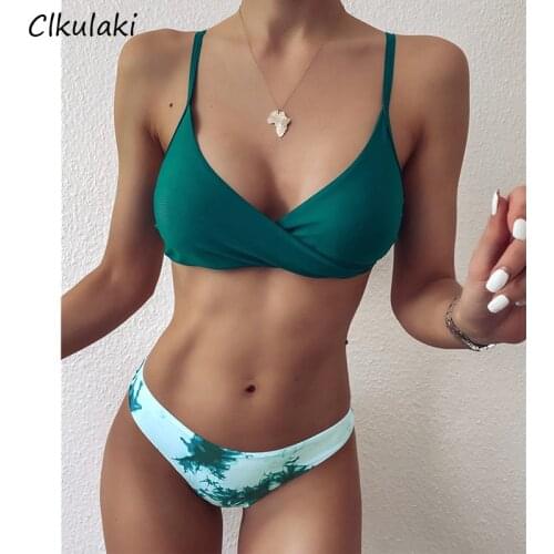 2021 New Solid Color Tie-Dye Printed Bikinis Swimsuit Womens Sexy V-Neck Two-Piece Swimwear Summer Beach Swimming Bathing Suits
