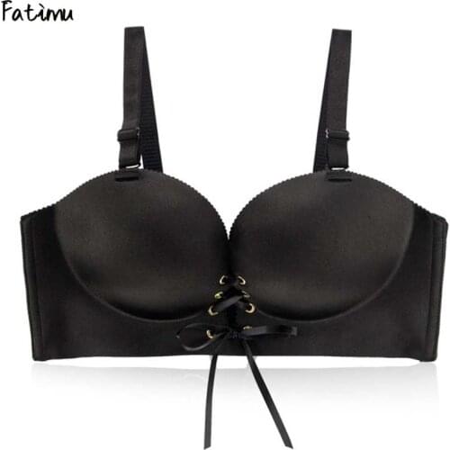 Fatimu sexy Women One piece deep U Push Up Bras Ladies Push Up bras Underwear women black closure