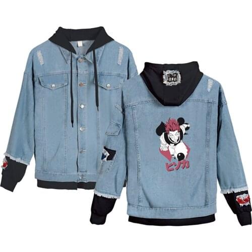 Anime Hunter X Hunter Winter Men Jacket and Coat Comic Hisoka Hooded Denim Jacket Fashion Mens Jean Jackets Outwear Male Cowboy