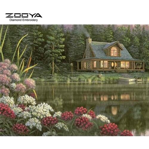 ZOOYA Diamond Embroidery 5D DIY Diamond Painting Landscape &Lake &House Diamond Painting Cross Stitch Rhinestone Mosaic BJ1774