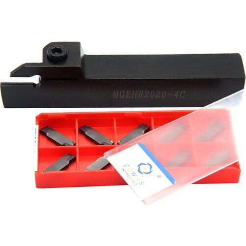 10PCS MGMN400 PC9030 High quality Carbide Inserts +1PC MGEHR2020 4 Right External Grooving Tool Holder CNC Lathe Cutter Tool Set