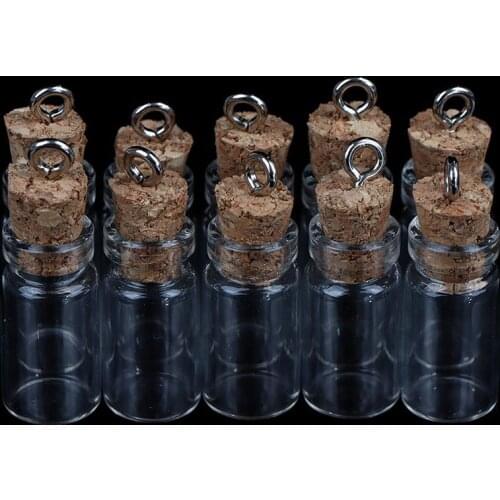 10Pcs Mini Glass Bottles Small Vials Cork Glass Jars Multi Usage Cork Wish Glass
