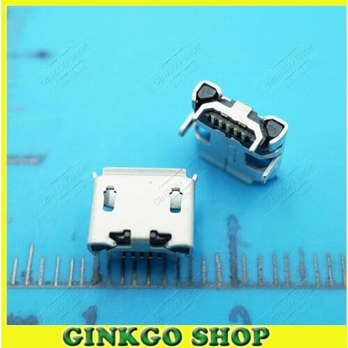 100pcs/lot Small Horn 4DIP 5Pins 5P Micro USB Charging Jack Connector 4.85 Distance Edge Crul for Tablet PC Mobile Phones