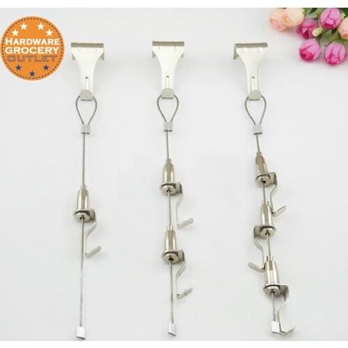 4pcs Exhibition Art Hanging System Gallery Large Paint/Picture/Photo Display Kit Steel Wire Cable Ceiling Hook,Hanger 3 Hooks