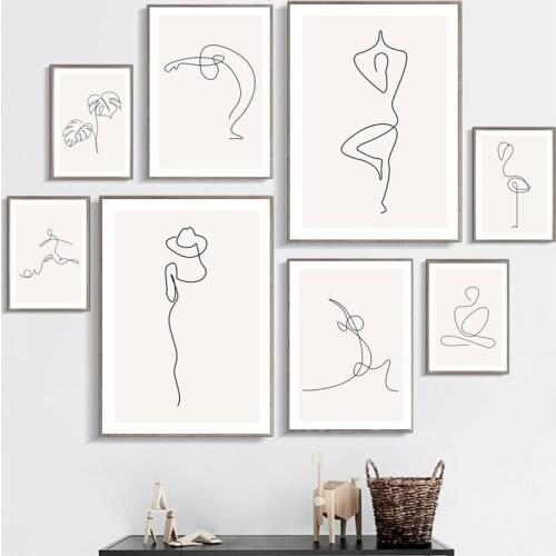 Abstract One Line Art Figure Canvas Painting Abstract Wall Art Picture Minimalist Modern Poster and Print Home Living Room Decor