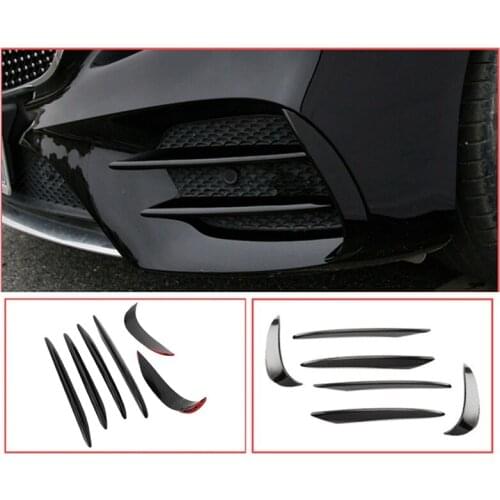 Car Glossy Black Front Fog Light Eyebrow Stickers Trim for Mercedes Benz E Class W213 E43 Sport 2016-2019