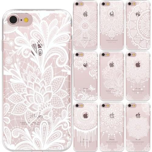 White Sexy Lace Flower Soft TPU Cover Case For iPhone 11 Pro Max X XS MAX XR 5 5S SE 6S 6 7 8 Plus Mandala Floral Silicon Cases