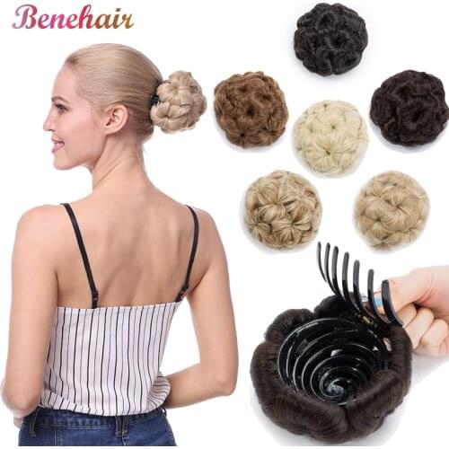 BENEHAIR 65g Curly Chignon Clip In Hair Extension Donut Chignon Hair Bun Hairpiece For Women Synthetic High Temperature Hair