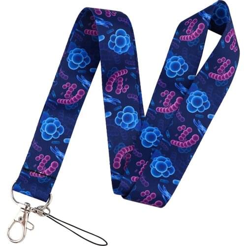 ER1090 Biological Cell Bacteria Medical Keychain Tag Strap Neck Lanyard For Key ID Card Pass Gym Phone USB Badge Holder