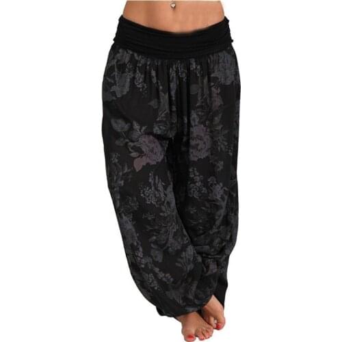 Spring Summer Pant New Fashion Women High Waist Loose Long Wide Leg Pants Floral Printed Female Casual