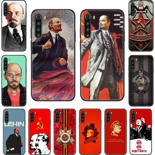 Lenin Soviet Union Flag Phone case For Xiaomi Redmi Note S2 4 5 6 7 8 A S X Plus Pro black art cover silicone funda luxury prime