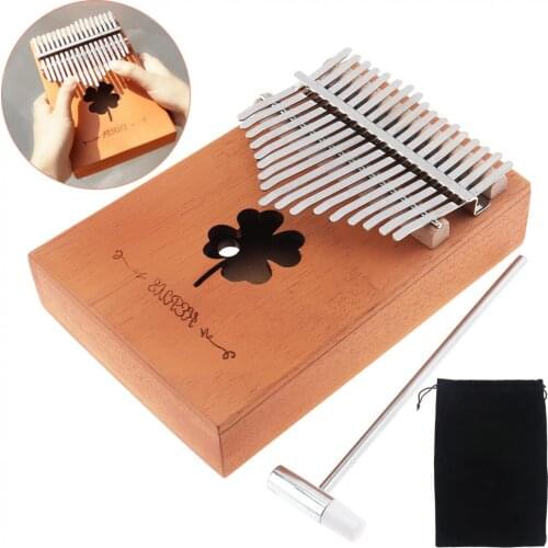 17 Key Kalimba Mini Single Board Mahogany Lucky Grass Sound Hole Thumb Piano Mbira Keyboard Instrument
