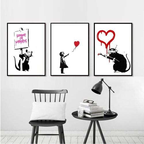 Canvas Painting Art Print Wall Art Nordic Abstract Mouse PosterAnd Prints Wall Love Pictures For Living Room Indoor Decorations