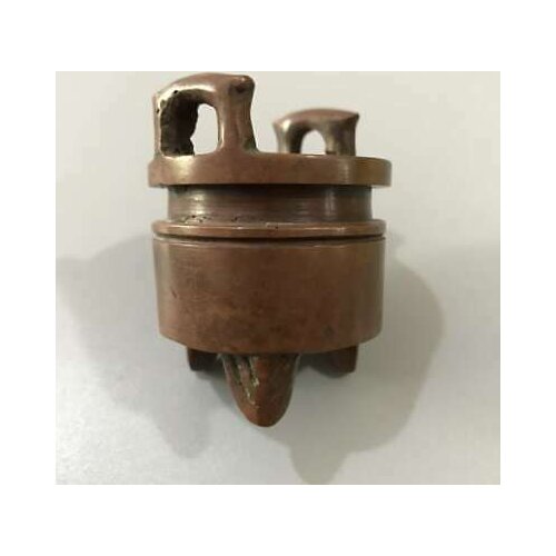 Collection China Ming Dynasty Bronze Barrel-type Two Ear Tripodia Incense Burner