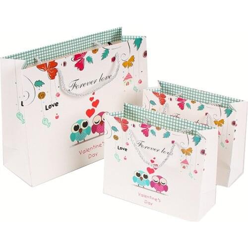 Creative Kawaii Owl Holiday Gift Bag Shopping Costume Tote Bag Paper Bags Candy Wedding Birthday Party Paper Bags With Handle