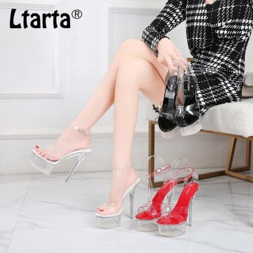 LTARTA 2021 Summer Sexy Nightclub Platform Womens Shoes Crystal Heel Sandals Car Model Catwalk Stiletto High Heels WZ