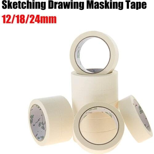 Masking Tape White Color 12/18/24mm Single Side Tape Adhesive Crepe Paper for Oil Painting Sketch Drawing Supplies Wholesale